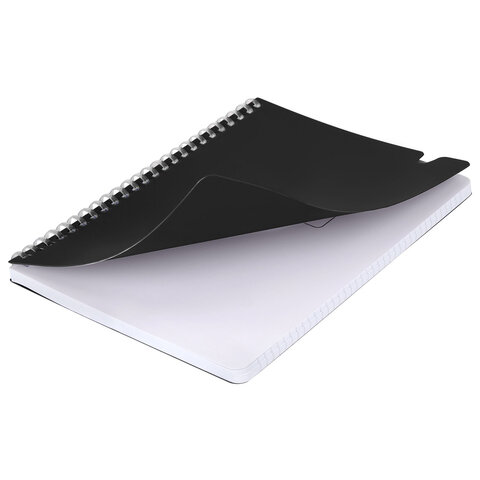 Тетрадь обложка пластик, А5 80 л., гребень мягкий, вырубка для ручки, клетка,