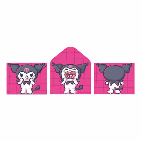 Папка-конверт с двухсторонней печатью и кнопкой "Kuromi", А4, 180 мкм, Папка-конверт с двухсторонней печатью и кнопкой "Kuromi", А4, 180 мкм,