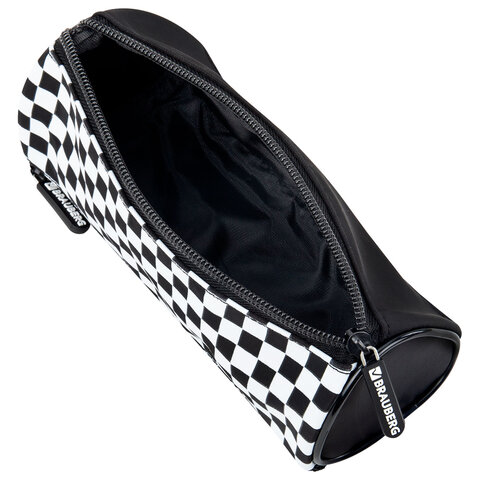 Пенал мягкий BRAUBERG, 3 отделения, нейлон, 21х7х7 см, "Black and