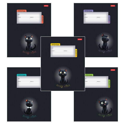 Тетрадь 18 л., HATBER клетка, обложка картон, "Котенок уголек" (микс в Тетрадь 18 л., HATBER клетка, обложка картон, "Котенок уголек" (микс в