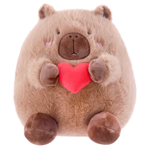 Игрушка мягкая "Капибара с сердечком", 20 см, цвет коричневый, WOOZOO