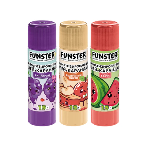 Клей-карандаш ароматизированный FUNSTER (ФАНСТЕР), яблоко, арбуз, виноград, 15 Клей-карандаш ароматизированный FUNSTER (ФАНСТЕР), яблоко, арбуз, виноград, 15