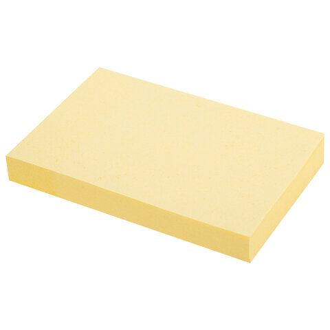 Блок самоклеящийся (стикеры) STAFF STANDARD, ПАСТЕЛЬНЫЙ 76х51 мм, желтый, 100