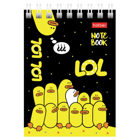 Блокнот МАЛЫЙ ФОРМАТ А7, 60 л., гребень, картон, клетка, HATBER, "Утиные Блокнот МАЛЫЙ ФОРМАТ А7, 60 л., гребень, картон, клетка, HATBER, "Утиные