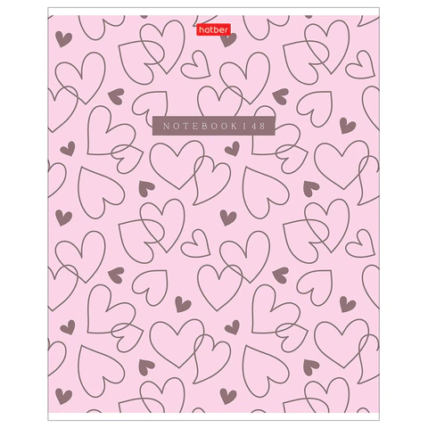Тетрадь обложка пластик, А5 48 л., скоба, клетка, HATBER, "LOVE IS..."