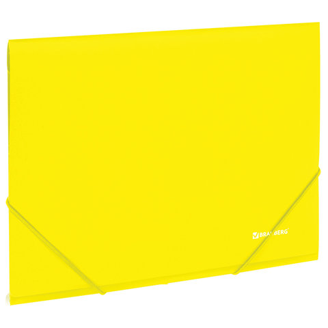 Папка на резинках BRAUBERG "Neon", неоновая, желтая, до 300 листов, Папка на резинках BRAUBERG "Neon", неоновая, желтая, до 300 листов,
