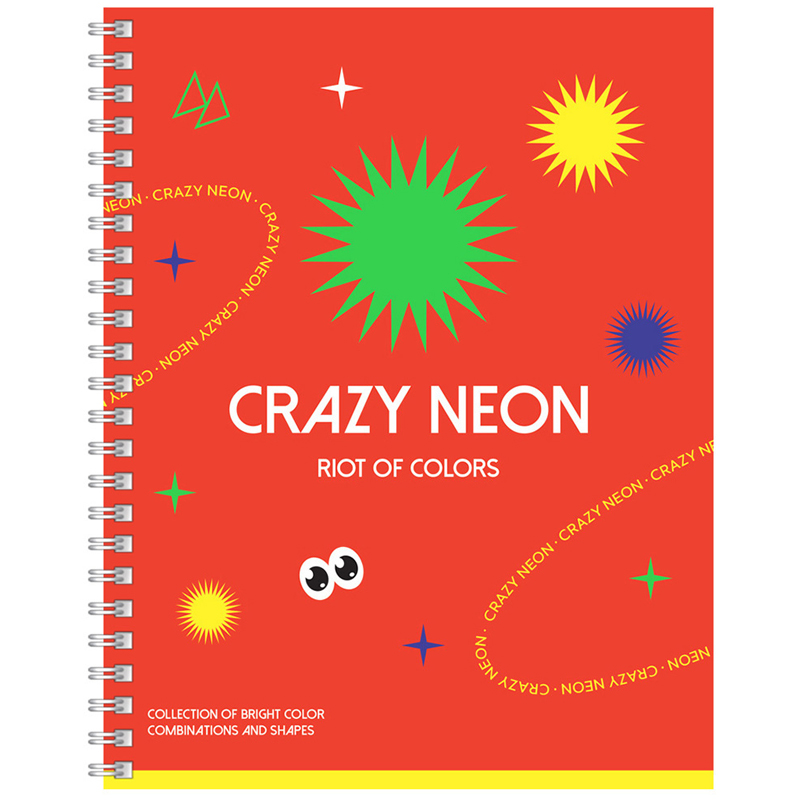 Тетрадь 96л., А5, клетка на гребне BG "Crazy neon", неоновая краска