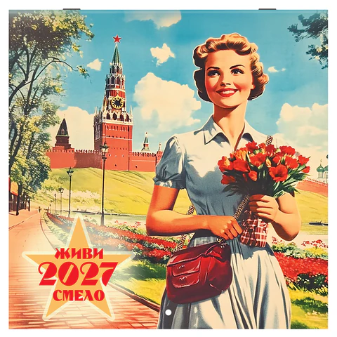 Календарь настенный перекидной 2027 г., BRAUBERG, 12 листов, 28,5х57 см,