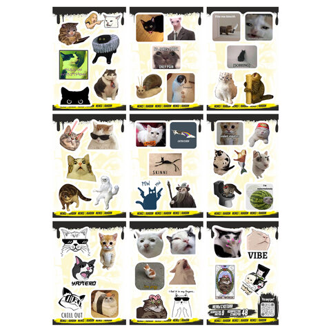 Наклейки виниловые, 49-53 шт., 9 листов, А6, "ЗАБАВНЫЕ ДИЗАЙНЫ",