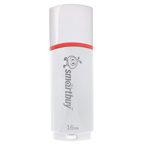 Флеш-диск 16 GB, SMARTBUY Crown, USB 2.0, белый, SB16GBCRW-W Флеш-диск 16 GB, SMARTBUY Crown, USB 2.0, белый, SB16GBCRW-W