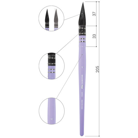 Кисть художественная профессиональная, белка, микс, круглая, №10, BRAUBERG ART