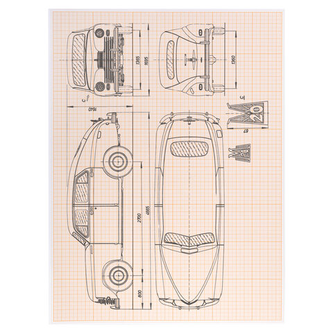 Бумага масштабно-координатная (миллиметровая), скоба, БОЛЬШОЙ ФОРМАТ А3,
