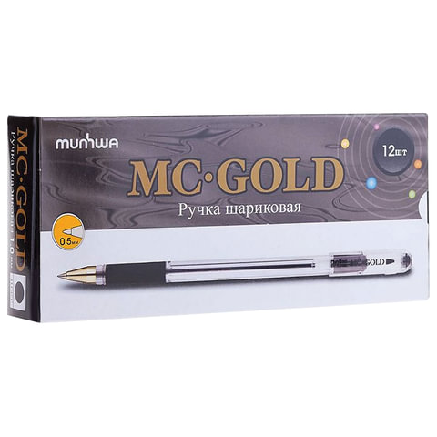 Ручка шариковая масляная с грипом MUNHWA "MC Gold", ЧЕРНАЯ, корпус Ручка шариковая масляная с грипом MUNHWA "MC Gold", ЧЕРНАЯ, корпус