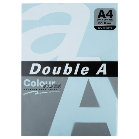 Бумага цветная DOUBLE A, А4, 80 г/м2, 100 л. (5 цветов x 20 листов), микс