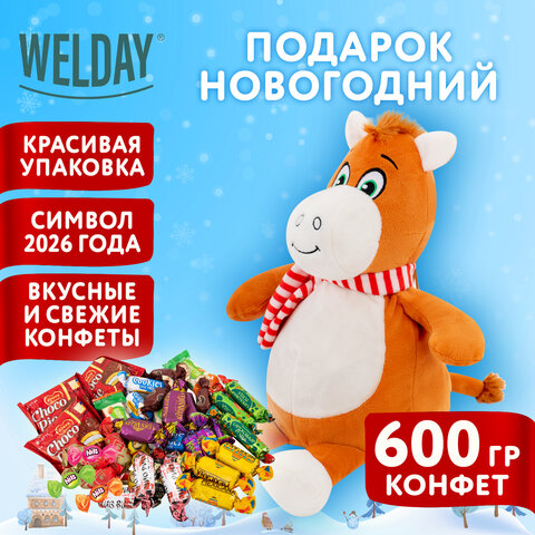 Подарок новогодний ВЕСЕЛЬЧАК В ШАРФЕ "Мягкая игрушка-символ 2026