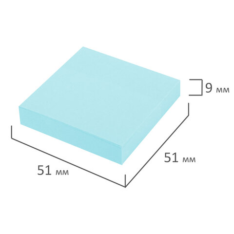 Блок самоклеящийся (стикеры) STAFF STANDARD, ПАСТЕЛЬНЫЙ 51х51 мм, голубой, 100