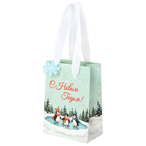 Пакет подарочный (1 штука) новогодний 11х6х15 см "Simple magic", Пакет подарочный (1 штука) новогодний 11х6х15 см "Simple magic",