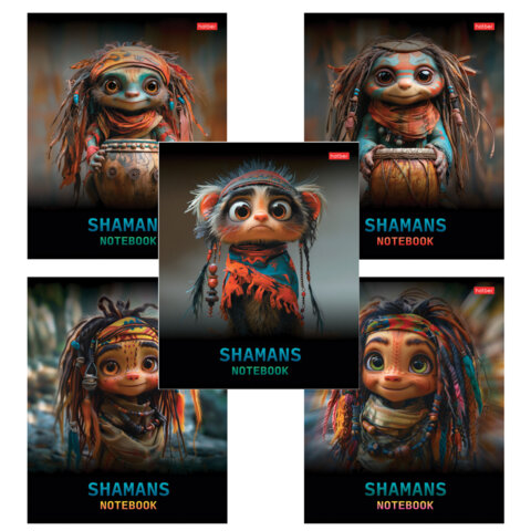 Тетрадь А5 48 л., HATBER скоба, клетка, глянцевая ламинация, "Шаманы" Тетрадь А5 48 л., HATBER скоба, клетка, глянцевая ламинация, "Шаманы"
