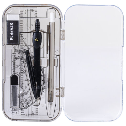 Готовальня STAFF "College" 9 предметов: циркуль 120 мм, чертежные Готовальня STAFF "College" 9 предметов: циркуль 120 мм, чертежные