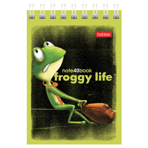 Блокнот МАЛЫЙ ФОРМАТ А7, 40 л., гребень, картон, клетка, HATBER, "Лягух Блокнот МАЛЫЙ ФОРМАТ А7, 40 л., гребень, картон, клетка, HATBER, "Лягух