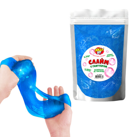 Слайм с глиттером, БОЛЬШОЙ ОБЪЕМ 1,3 кг, аромат бабл-гам, JOLLY JOT (ДЖОЛЛИ