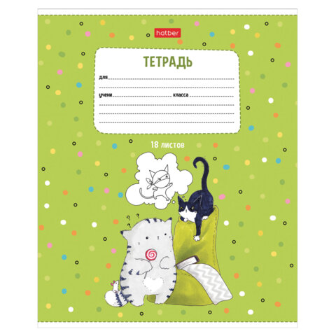 Тетрадь 18 л., HATBER линия, обложка картон, "Приключения кота Тетрадь 18 л., HATBER линия, обложка картон, "Приключения кота