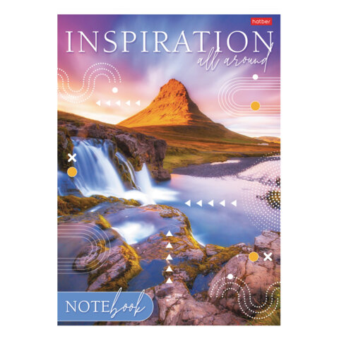 Тетрадь А4 80 л., HATBER, скоба, линия, глянцевая ламинация, тиснение, Тетрадь А4 80 л., HATBER, скоба, линия, глянцевая ламинация, тиснение,