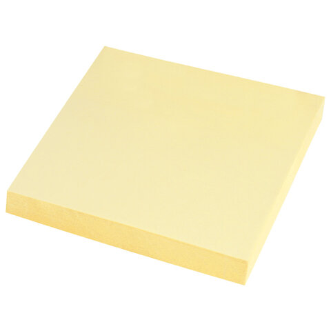Блок самоклеящийся (стикеры) STAFF STANDARD, ПАСТЕЛЬНЫЙ 76х76 мм, желтый, 100