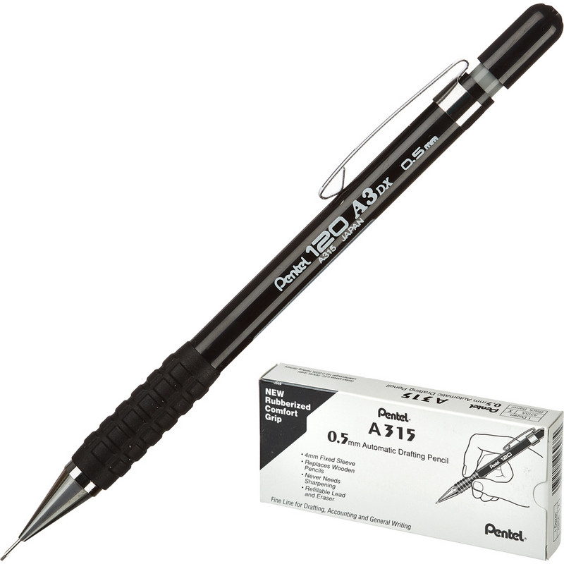 Карандаш механический Pentel А315A 0,5мм черный Япония штр. 0072512069677, Карандаш механический Pentel А315A 0,5мм черный Япония штр. 0072512069677,