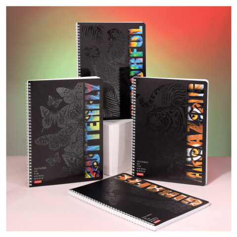 Тетрадь А4 96 л., HATBER, гребень, клетка, матовая ламинация, 3D-лак, Тетрадь А4 96 л., HATBER, гребень, клетка, матовая ламинация, 3D-лак,