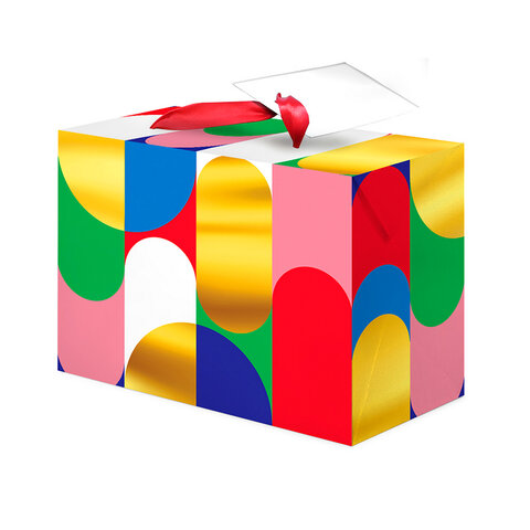 Пакет-коробка подарочный (1 штука) ассорти "Яркий"/ "Королевский