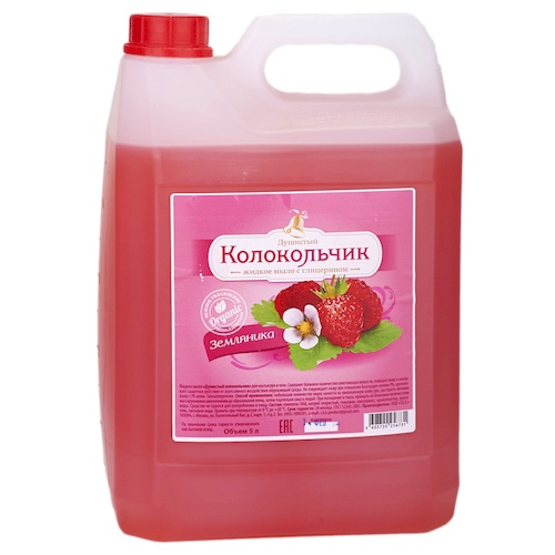 Жидкое мыло Колокольчик Земляника, канистра, 5 л Жидкое мыло Колокольчик Земляника, канистра, 5 л