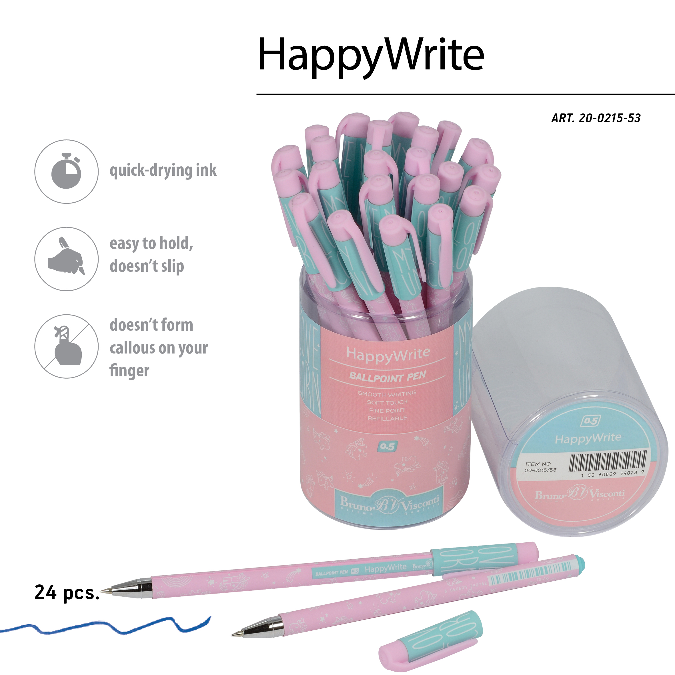 РУЧКА "HappyWrite. Зефирные животные. Единорожки" 0.5 ММ, СИНЯЯ РУЧКА "HappyWrite. Зефирные животные. Единорожки" 0.5 ММ, СИНЯЯ