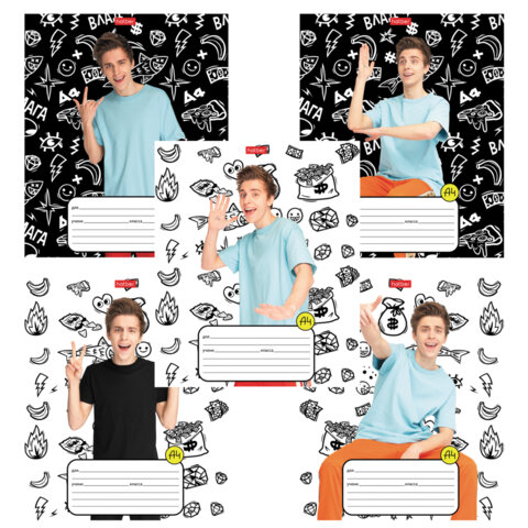 Тетрадь 12 л., HATBER клетка, обложка картон, "Влад А4" (микс в Тетрадь 12 л., HATBER клетка, обложка картон, "Влад А4" (микс в