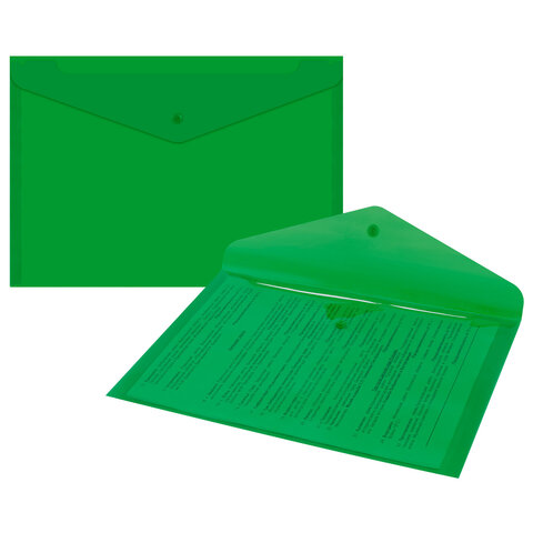 Папка-конверт с кнопкой прозрачная А4 BRAUBERG UNIVERSAL, до 100 листов,