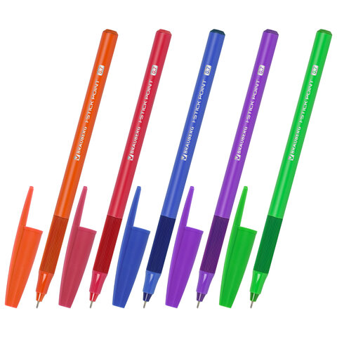 Ручка шариковая с грипом BRAUBERG "i-STICK POINT NEON", СИНЯЯ, корпус