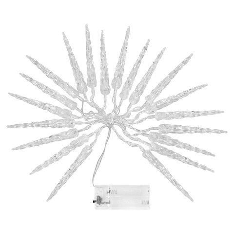Электрогирлянда-нить комнатная "Сосульки" 2 м, 20 LED, холодный белый,