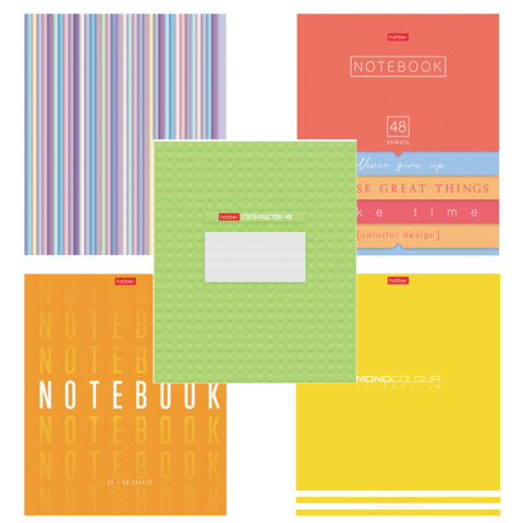 Тетрадь А5 48 л., HATBER скоба, клетка, обложка картон, "Ассорти - Выпуск Тетрадь А5 48 л., HATBER скоба, клетка, обложка картон, "Ассорти - Выпуск