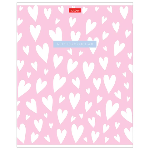 Тетрадь обложка пластик, А5 48 л., скоба, клетка, HATBER, "LOVE IS..."