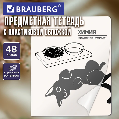 Тетрадь предметная КОТ-НЕПОСЕДА 48 л., пластиковая обложка, ХИМИЯ, клетка, Тетрадь предметная КОТ-НЕПОСЕДА 48 л., пластиковая обложка, ХИМИЯ, клетка,