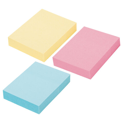 Блоки самоклеящиеся (стикеры) STAFF STANDARD, 38х51 мм, 3 цвета, 100 листов,