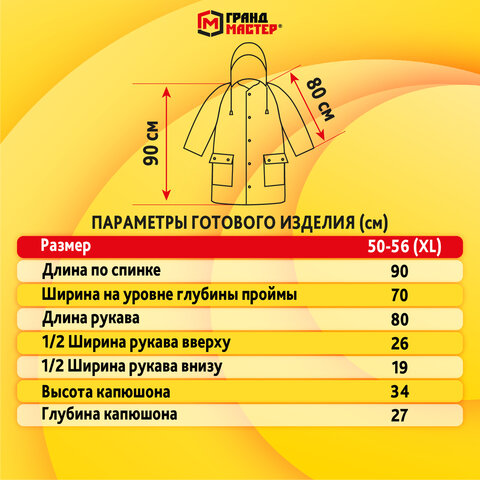 Дождевик-куртка желтая на кнопках С КАРМАНАМИ, виниловая, размер 50-56, рост
