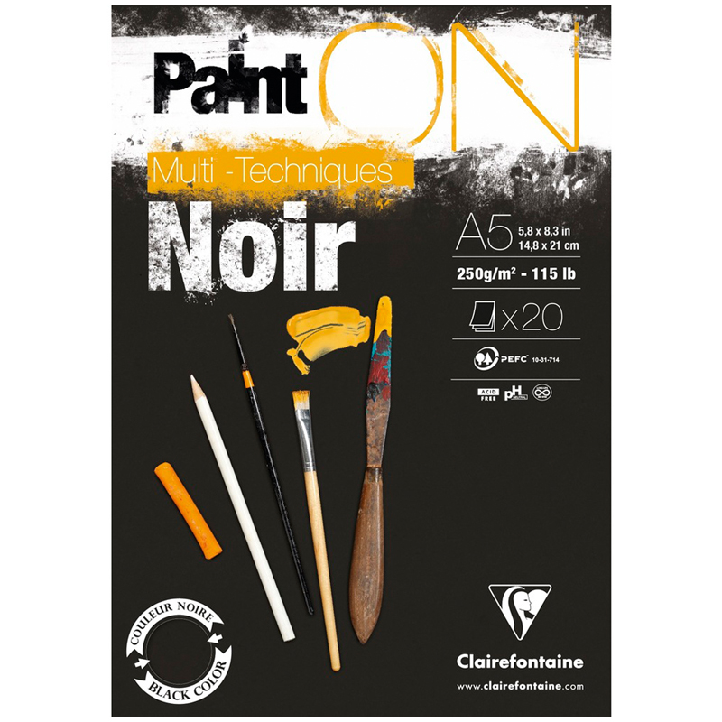 Альбом для смешанных техник 20л., А5, на склейке Clairefontaine "Paint'ON Альбом для смешанных техник 20л., А5, на склейке Clairefontaine "Paint'ON