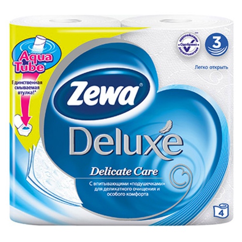 Туалетная бумага Zewa Deluxe, белая, 4 шт Туалетная бумага Zewa Deluxe, белая, 4 шт