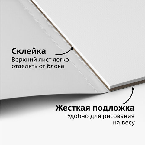 Альбом для акварели А4 (195х270 мм), ЗЕРНО, белая бумага, 20 л., 180 г/м2,