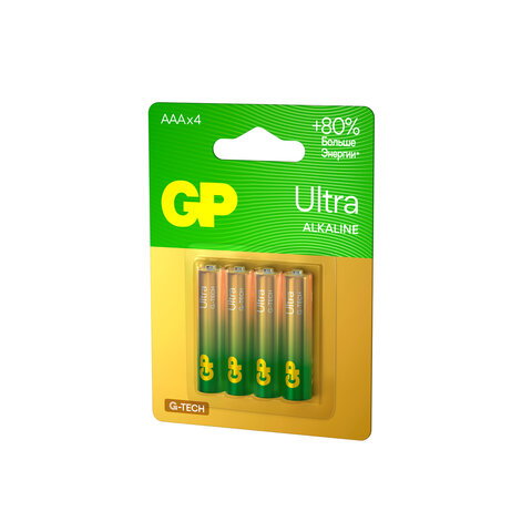 Батарейки КОМПЛЕКТ 4 шт., GP Ultra G-Tech, AAA (LR03, 24А), алкалиновые, Батарейки КОМПЛЕКТ 4 шт., GP Ultra G-Tech, AAA (LR03, 24А), алкалиновые,