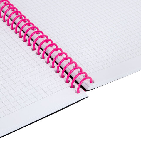 Тетрадь обложка пластик, А5 80 л., спираль пластик, резинка, клетка, BRAUBERG,