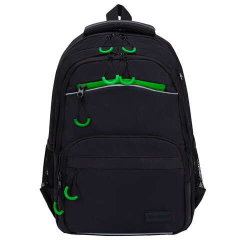 Рюкзак BRAUBERG FORCE, 2 отделения, 5 карманов, "Neon green", 39х28х17