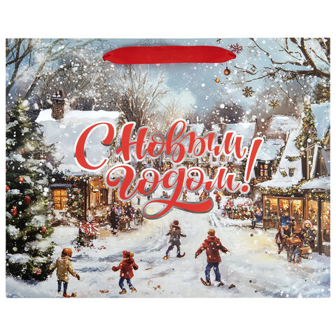 Пакет подарочный (1 шт.) новогодний 26х13х32 см "Winter Wonderland", Пакет подарочный (1 шт.) новогодний 26х13х32 см "Winter Wonderland",