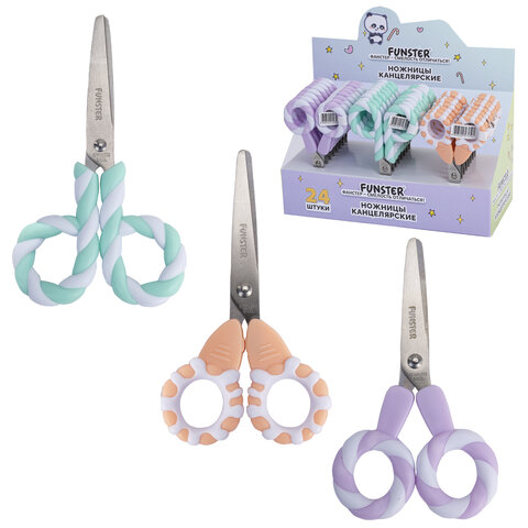 Ножницы FUNSTER (ФАНСТЕР) 130 мм, фигурные ручки ЛЕДЕНЦЫ из ABS пластика, в